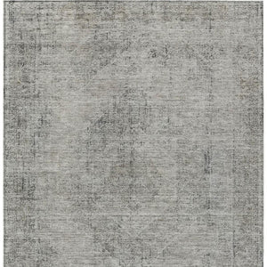 5 X 8 Silver Gray Oriental Polyester Area Rug Washable for Indoor Outdoor Use