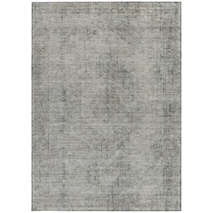 9 X 12 Silver Gray Oriental Polyester Area Rug Washable for Indoor Outdoor Use