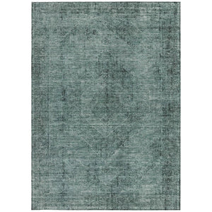 5 X 8 Teal Gray Oriental Polyester Area Rug Washable Stain Resistant Indoor Outdoor