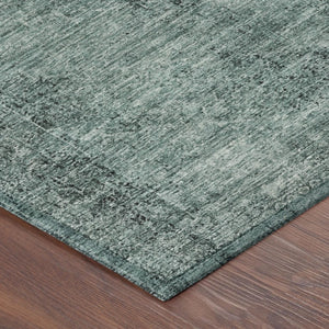 5 X 8 Teal Gray Oriental Polyester Area Rug Washable Stain Resistant Indoor Outdoor