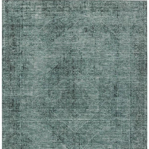 8 X 10 Teal Gray Oriental Polyester Area Rug Stain Resistant for Patio or Living Room