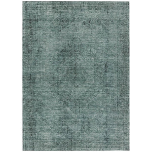 HomeRoots 9x12 Teal Gray Oriental Polyester Area Rug Washable Stain Resistant Indoor Outdoor 739203