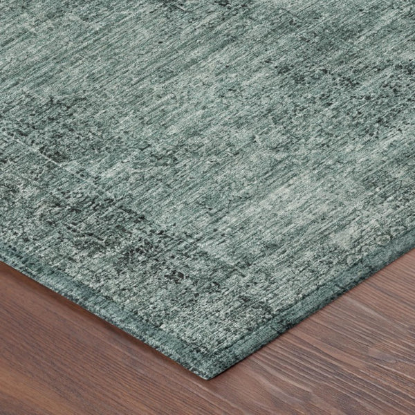 9x12 Teal Gray Oriental Polyester Area Rug Washable Stain Resistant Indoor Outdoor