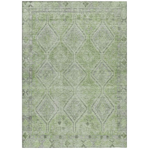 HomeRoots 5x8 Geometric Sage Green Polyester Area Rug Washable for Indoor Outdoor Spaces 739206