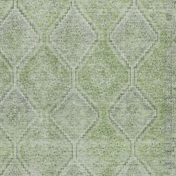 5x8 Geometric Sage Green Polyester Area Rug Washable for Indoor Outdoor Spaces