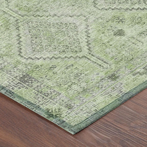 5x8 Geometric Sage Green Polyester Area Rug Washable for Indoor Outdoor Spaces