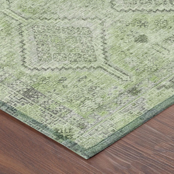 5x8 Geometric Sage Green Polyester Area Rug Washable for Indoor Outdoor Spaces