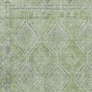 10 Ft X 14 Ft Sage Green Geometric Polyester Washable Rug for Patio or Living Room
