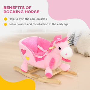 English Elm Qaba Plush Rocking Horse Toy with Galloping Sounds Sturdy Metal Frame for Toddlers W2225P217694