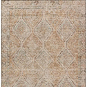 9 X 12 Copper Orange Geometric Polyester Area Rug Washable for Indoor Outdoor Use