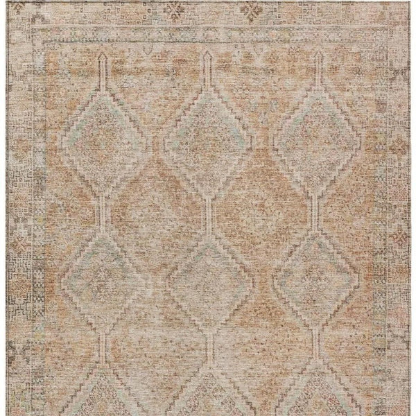 9 X 12 Copper Orange Geometric Polyester Area Rug Washable for Indoor Outdoor Use