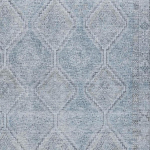 5x8 Sky Blue Geometric Polyester Area Rug Washable Stain Resistant Indoor Outdoor