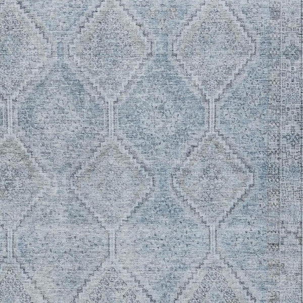5x8 Sky Blue Geometric Polyester Area Rug Washable Stain Resistant Indoor Outdoor