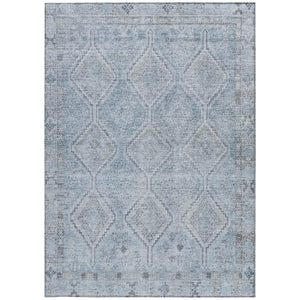5x8 Sky Blue Geometric Polyester Area Rug Washable Stain Resistant Indoor Outdoor