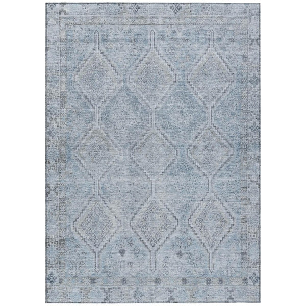 HomeRoots 8 X 10 Geometric Polyester Area Rug Washable Stain Resistant Indoor Outdoor Blue 739220