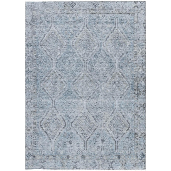 8 X 10 Geometric Polyester Area Rug Washable Stain Resistant Indoor Outdoor Blue
