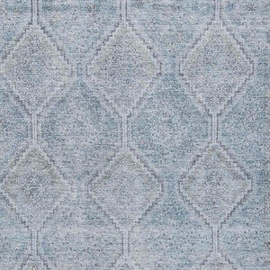 10 X 14 Blue Geometric Polyester Area Rug Washable for Indoor Outdoor Spaces