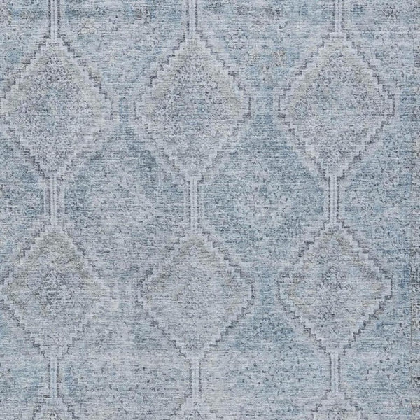 10 X 14 Blue Geometric Polyester Area Rug Washable for Indoor Outdoor Spaces