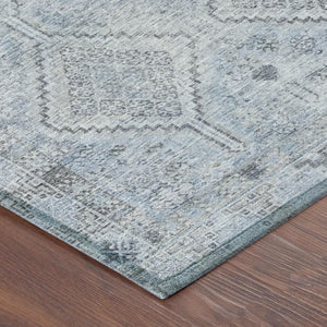 10 X 14 Blue Geometric Polyester Area Rug Washable for Indoor Outdoor Spaces