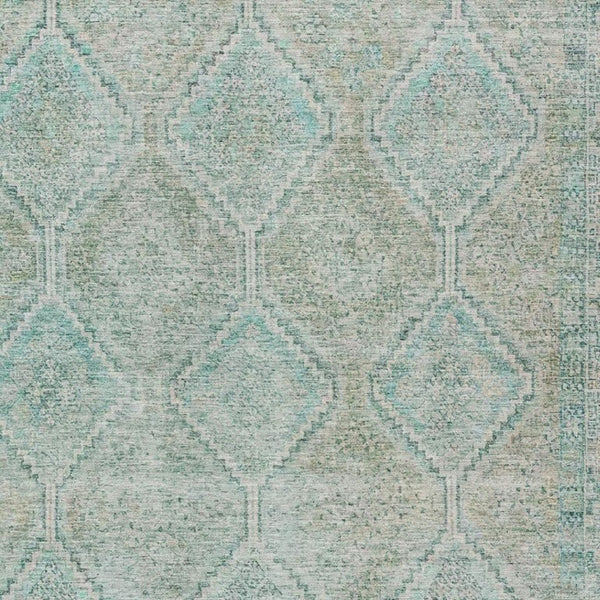 5 X 8 Turquoise Teal Geometric Polyester Area Rug for Patio Porch or Living Room