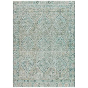5 X 8 Turquoise Teal Geometric Polyester Area Rug for Patio Porch or Living Room