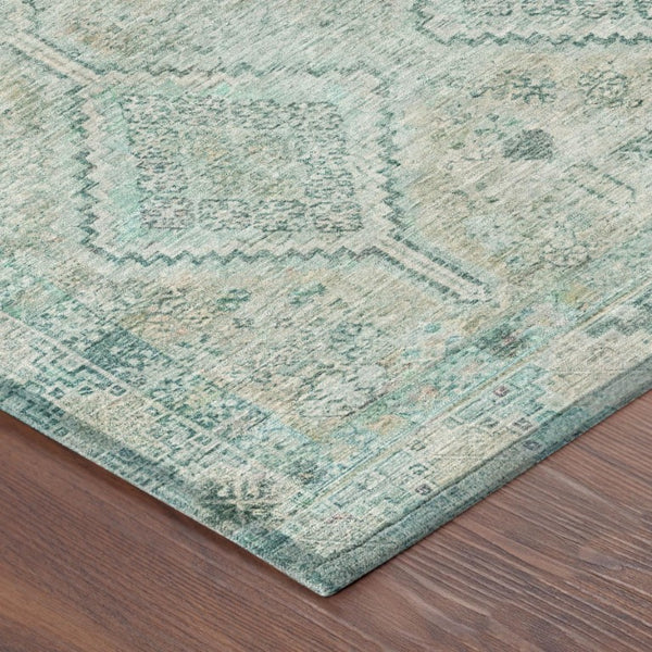 5 X 8 Turquoise Teal Geometric Polyester Area Rug for Patio Porch or Living Room
