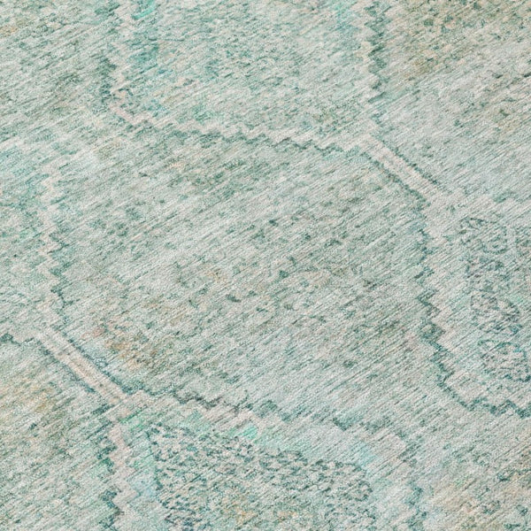 5 X 8 Turquoise Teal Geometric Polyester Area Rug for Patio Porch or Living Room