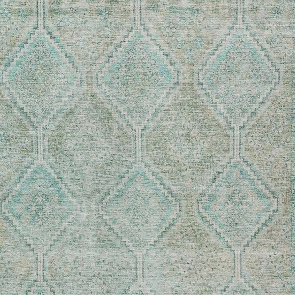 8 X 10 Turquoise Geometric Polyester Area Rug Washable Stain Resistant Patio