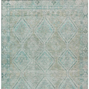8 X 10 Turquoise Geometric Polyester Area Rug Washable Stain Resistant Patio