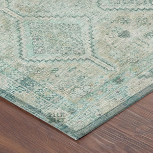 10 Ft Geometric Polyester Area Rug Washable Stain Resistant Teal Indoor Outdoor