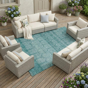 8 Ft X 10 Ft Tribal Polyester Area Rug Stain Resistant for Patio or Living Room