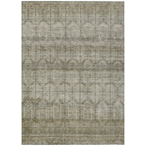 HomeRoots 5x8 Beige Brown Tribal Polyester Area Rug Washable Stain Resistant Indoor Outdoor 739242