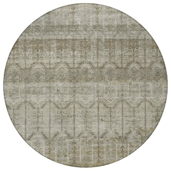 8 Foot Round Tribal Geometric Polyester Area Rug Washable for Patio or Family Room