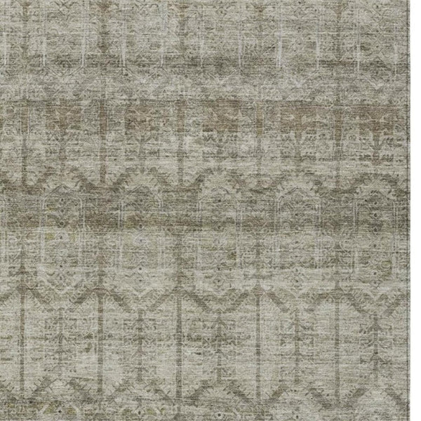 8 X 10 Tribal Beige Brown Polyester Area Rug Stain Resistant for Patio or Living Room