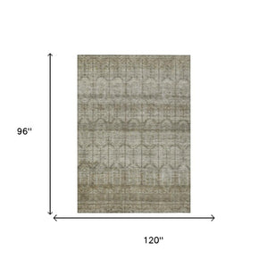 8 X 10 Tribal Beige Brown Polyester Area Rug Stain Resistant for Patio or Living Room