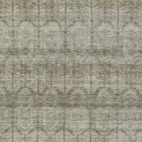 9x12 Beige Brown Tribal Polyester Area Rug Stain Resistant for Patio or Living Room