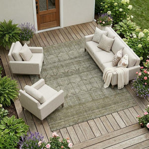 10 Ft X 14 Ft Tribal Beige Brown Polyester Area Rug Stain Resistant Indoor Outdoor