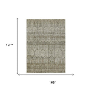 10 Ft X 14 Ft Tribal Beige Brown Polyester Area Rug Stain Resistant Indoor Outdoor