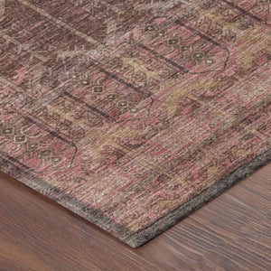 5 X 8 Burgundy Tribal Polyester Area Rug Stain Resistant for Indoor Outdoor Use