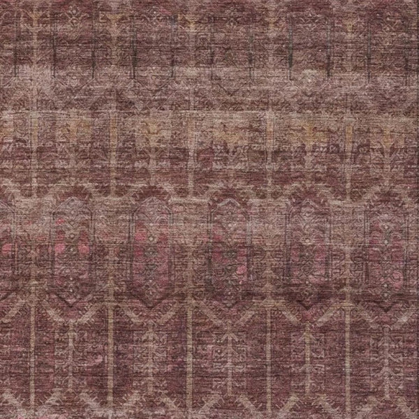 8 X 10 Burgundy Red Tribal Polyester Area Rug Stain Resistant for Patio or Living Room