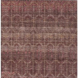 8 X 10 Burgundy Red Tribal Polyester Area Rug Stain Resistant for Patio or Living Room