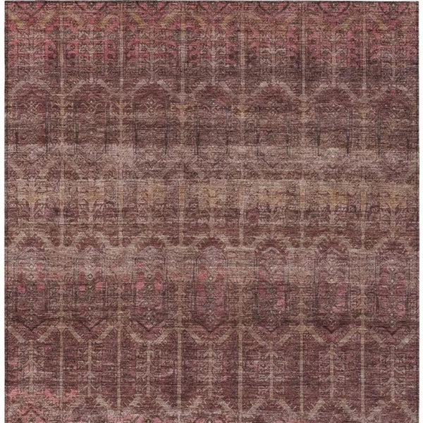 8 X 10 Burgundy Red Tribal Polyester Area Rug Stain Resistant for Patio or Living Room