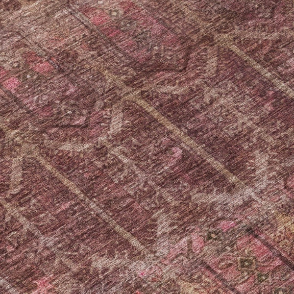 8 X 10 Burgundy Red Tribal Polyester Area Rug Stain Resistant for Patio or Living Room