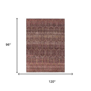 8 X 10 Burgundy Red Tribal Polyester Area Rug Stain Resistant for Patio or Living Room