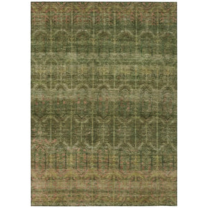 HomeRoots 5 X 8 Olive Green Tribal Polyester Area Rug Washable for Indoor Outdoor Use 739260