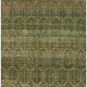 10 X 14 Olive Tribal Polyester Area Rug Stain Resistant for Indoor Outdoor Use