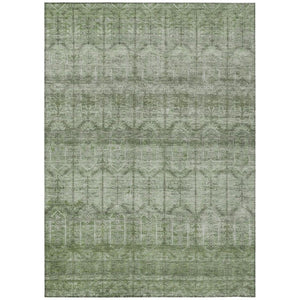 HomeRoots 5x8 Sage Green Tribal Polyester Area Rug Stain Resistant for Indoor Outdoor Use 739266