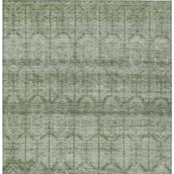 5x8 Sage Green Tribal Polyester Area Rug Stain Resistant for Indoor Outdoor Use
