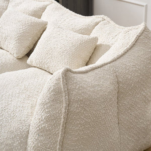 English Elm Soft Plush Foam Beanbag Chair for Two People, Square Recliner Sofa With Superfiber Comfort Embrace Beige W1996P252271