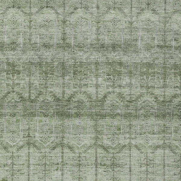 10 X 14 Sage Green Tribal Polyester Area Rug Stain Resistant for Patio or Living Room